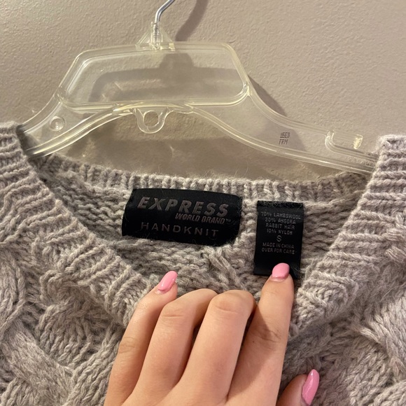 Express Handknit Lambswool size small light gray sweater. {127} - Picture 2 of 8